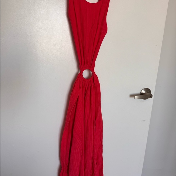 HYFVE Red Cut Out Ring Accent Midi Halter Sleeveless Dress Size S - Picture 5 of 7
